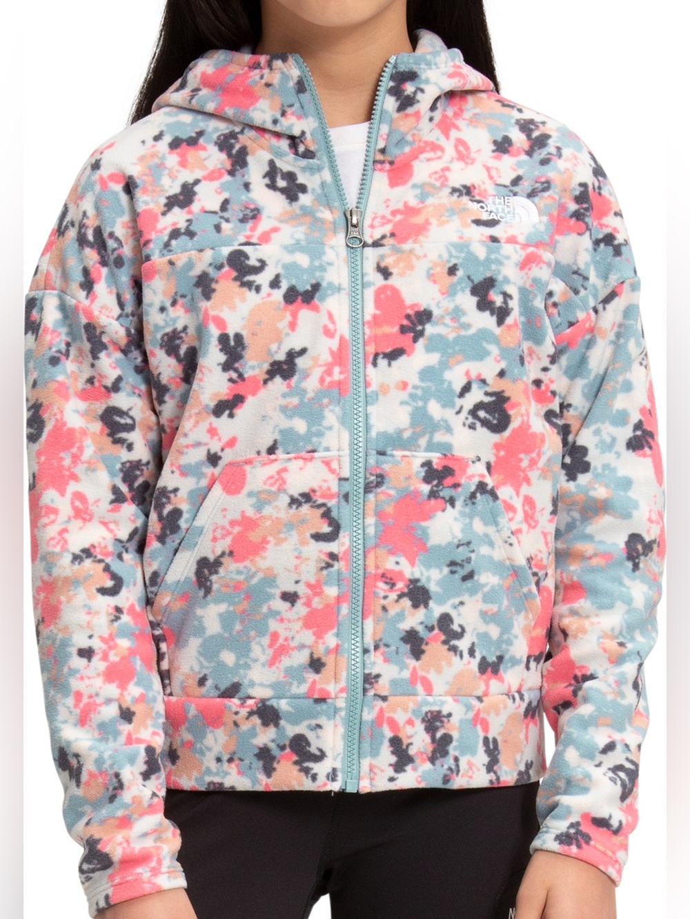 The North Face Glacier full zip fleece hoodie in tourmaline floral camo size 10